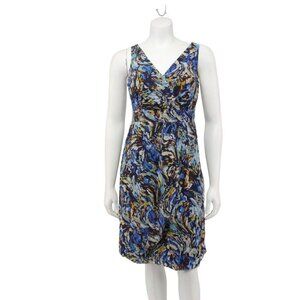 Anthropologie Moulinette Soeurs Oak Apple Blue Green Swirl Silk Wrap Dress Size